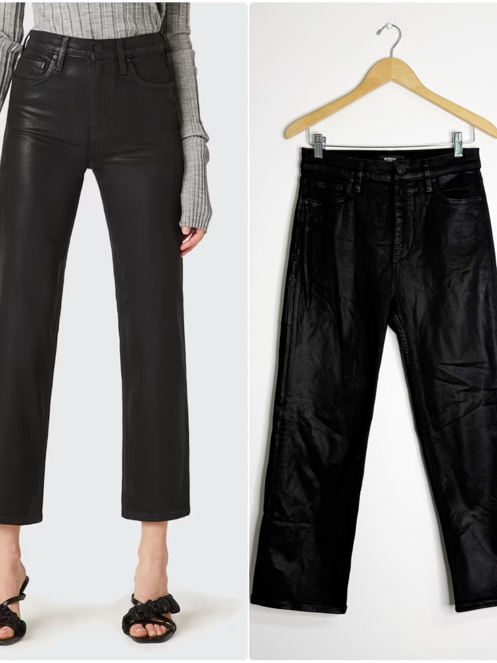 Hudson Remi High Rise Cropped Coated Jeans Black Size 29